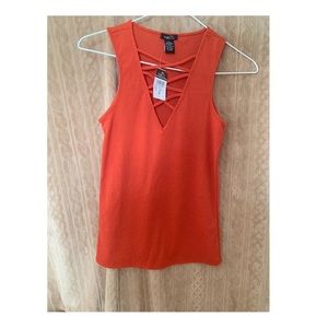 🦋Rue 21 fall🍁 orange lace up shirt tank
